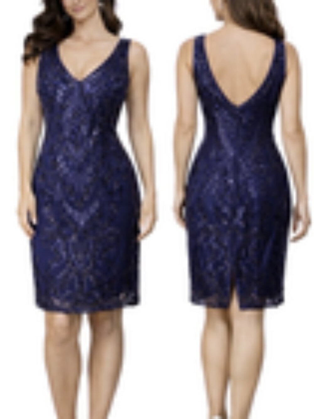 Nichole Miller Dress 4 Midnight Navy Blue Sequin Sheath Party Wedding Cruise